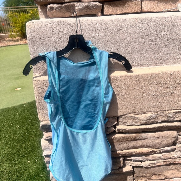 Blue dance mock turtleneck water color leotard women’s size small - Picture 5 of 17